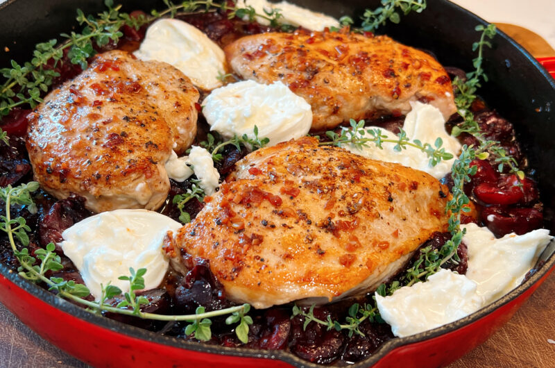 Skillet Cherry Chicken with White Wine Sauce