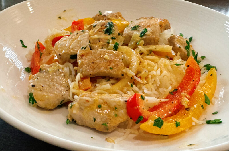 Pork Bites with Creamy Bell Pepper Sauce