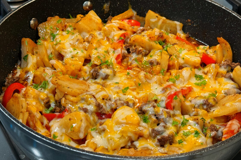 Cheesy One Pot Beef and Potatoes