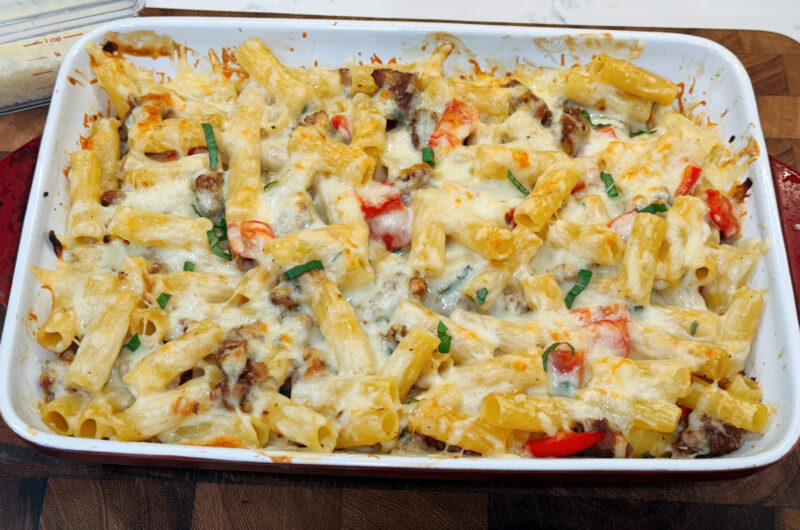 Sausage Alfredo Pasta Bake