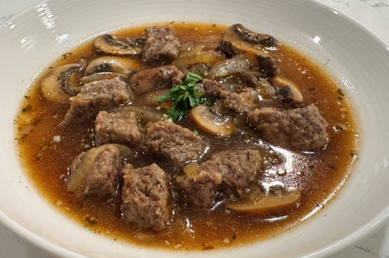 Steak and Ale Soup with Mushrooms