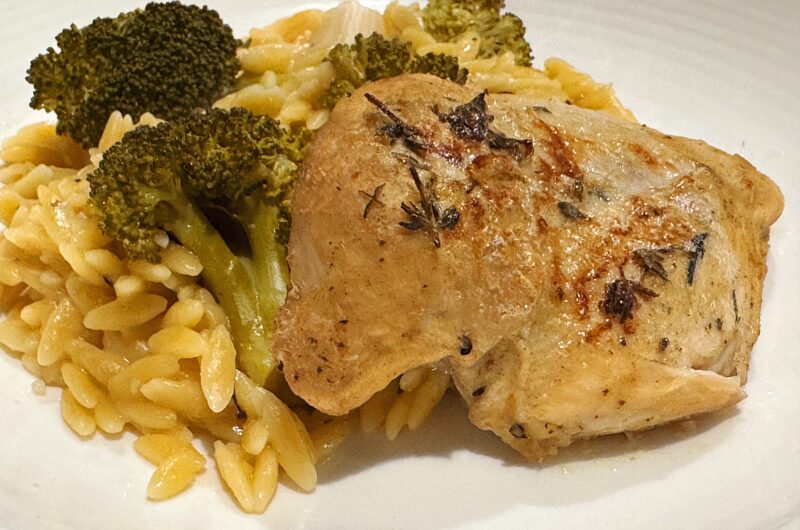 Slow Cooker Mustard Herb Chicken and Creamy Orzo